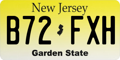 NJ license plate B72FXH