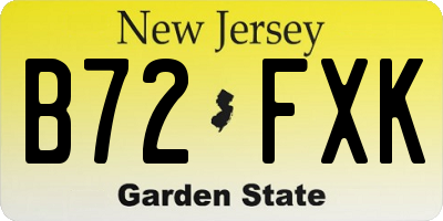 NJ license plate B72FXK