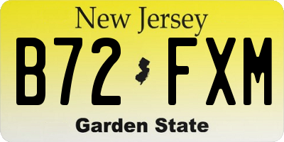 NJ license plate B72FXM