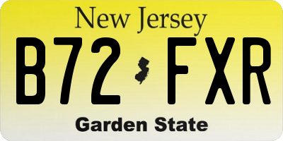 NJ license plate B72FXR