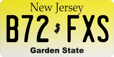 NJ license plate B72FXS