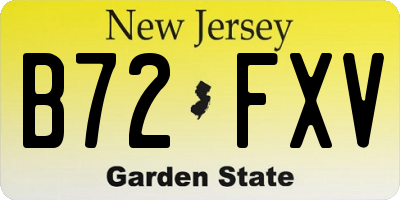 NJ license plate B72FXV