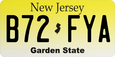 NJ license plate B72FYA