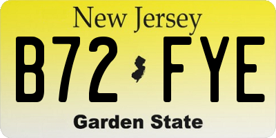 NJ license plate B72FYE
