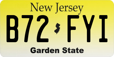 NJ license plate B72FYI