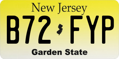 NJ license plate B72FYP