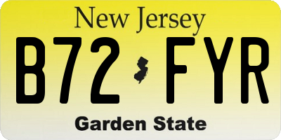 NJ license plate B72FYR