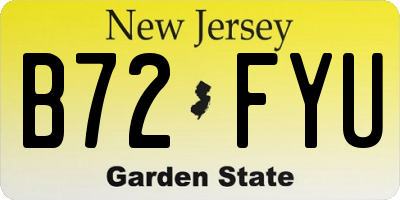 NJ license plate B72FYU