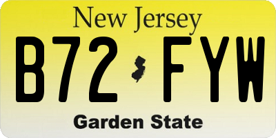 NJ license plate B72FYW