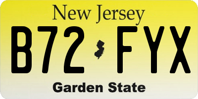 NJ license plate B72FYX
