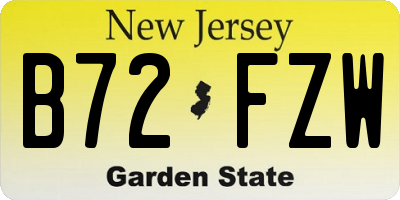 NJ license plate B72FZW