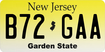 NJ license plate B72GAA