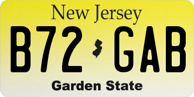 NJ license plate B72GAB