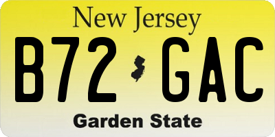 NJ license plate B72GAC