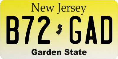 NJ license plate B72GAD