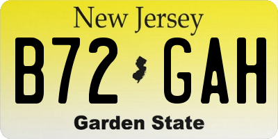 NJ license plate B72GAH