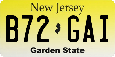 NJ license plate B72GAI