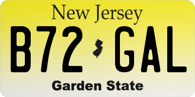 NJ license plate B72GAL