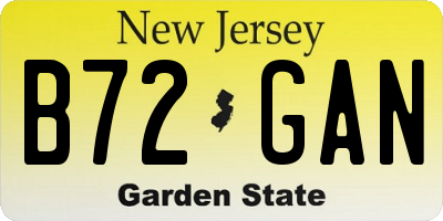 NJ license plate B72GAN