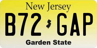 NJ license plate B72GAP