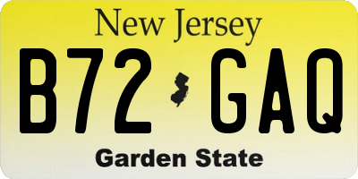 NJ license plate B72GAQ
