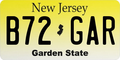 NJ license plate B72GAR