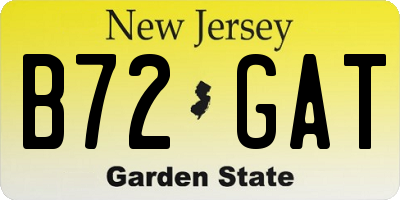 NJ license plate B72GAT