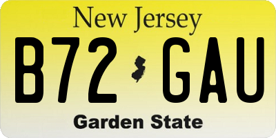 NJ license plate B72GAU
