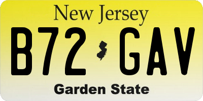 NJ license plate B72GAV