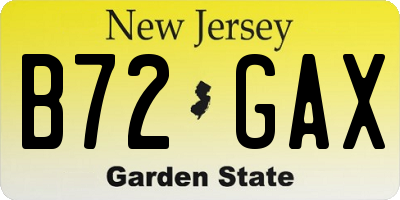 NJ license plate B72GAX