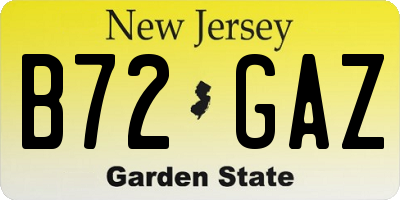 NJ license plate B72GAZ