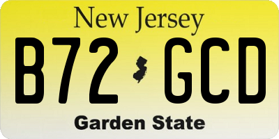 NJ license plate B72GCD