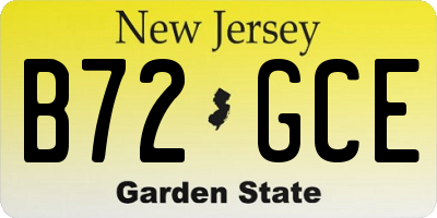 NJ license plate B72GCE