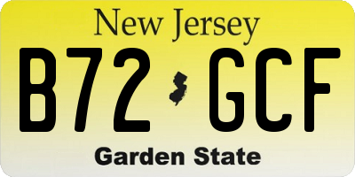 NJ license plate B72GCF