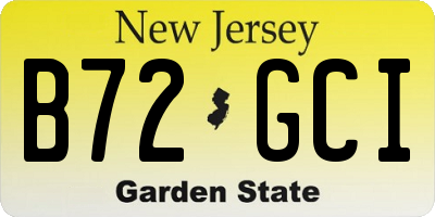 NJ license plate B72GCI