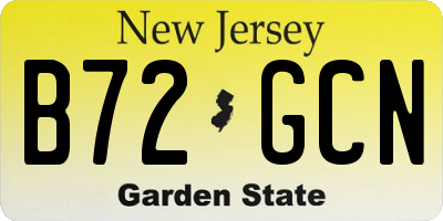 NJ license plate B72GCN