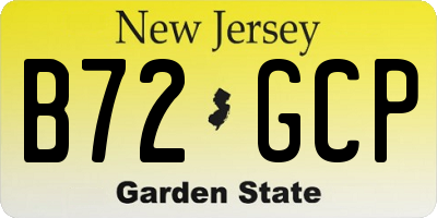 NJ license plate B72GCP