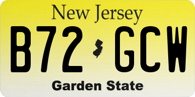 NJ license plate B72GCW