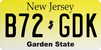 NJ license plate B72GDK