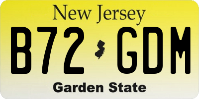 NJ license plate B72GDM