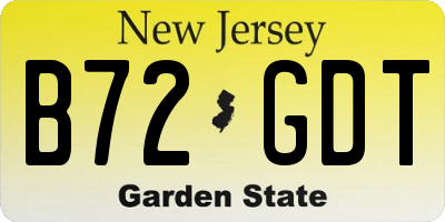 NJ license plate B72GDT