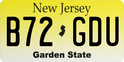 NJ license plate B72GDU