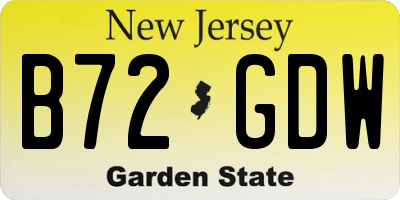 NJ license plate B72GDW