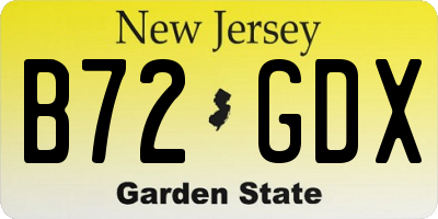 NJ license plate B72GDX