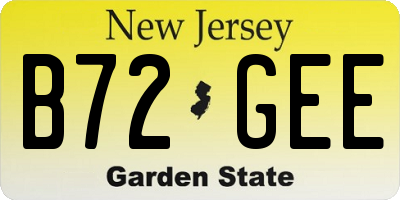 NJ license plate B72GEE