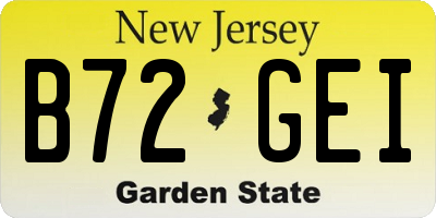 NJ license plate B72GEI
