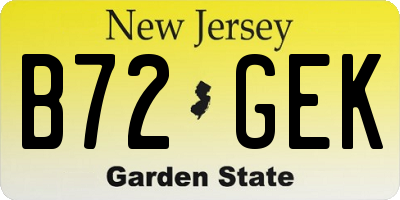 NJ license plate B72GEK