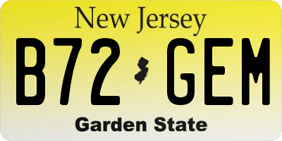 NJ license plate B72GEM