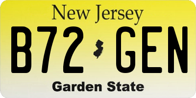 NJ license plate B72GEN