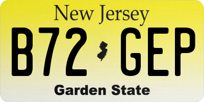 NJ license plate B72GEP